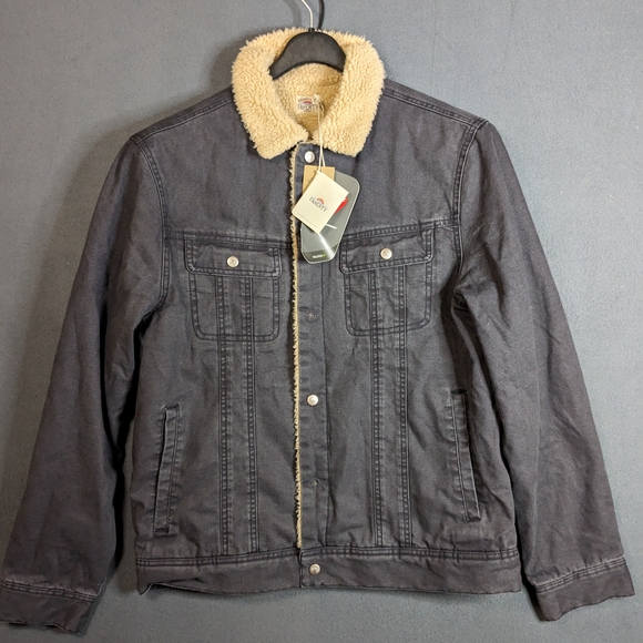Faherty Men's Gray Timberline Trucker Jacket Sherpa-Lined Large 90s